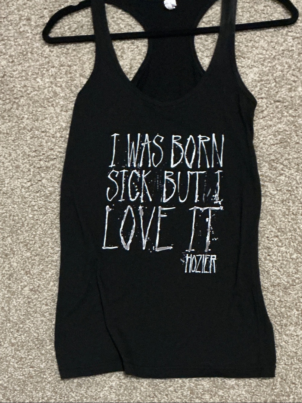Black Graphic Racerback Tank Top - 'I Was Born Sick'
